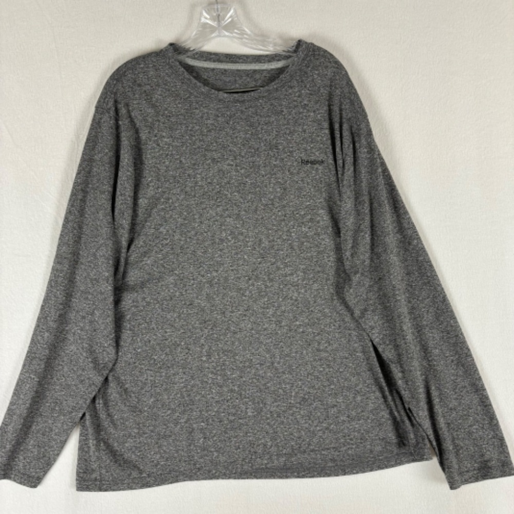 Reebok Play Dry T-Shirt Size 2XL Gray White/Black Blend Athletic